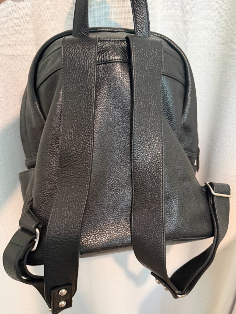 Valentino by Mario Valentino Black Pebbled Leather Backpack - Picture 11 of 12